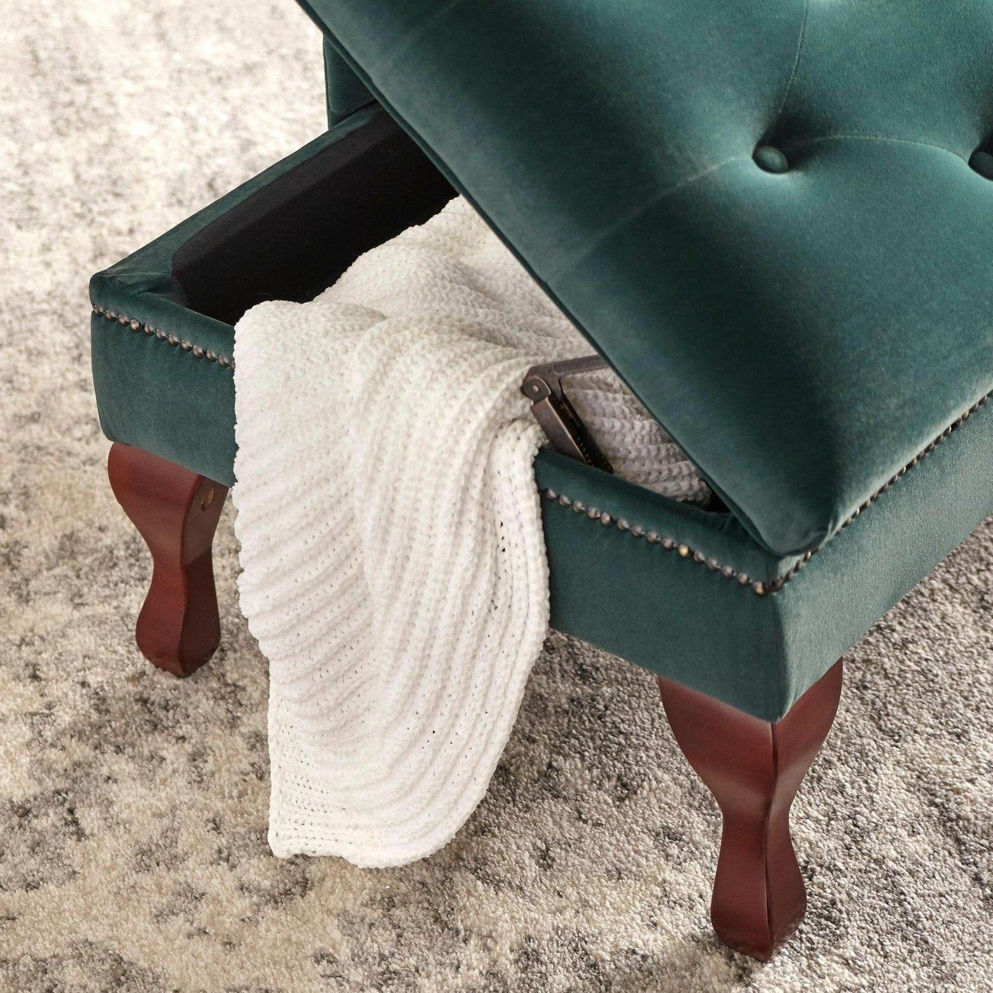 Emerald Green Storage Chaise Lounge Sofa Chair w/ Hidden Storage