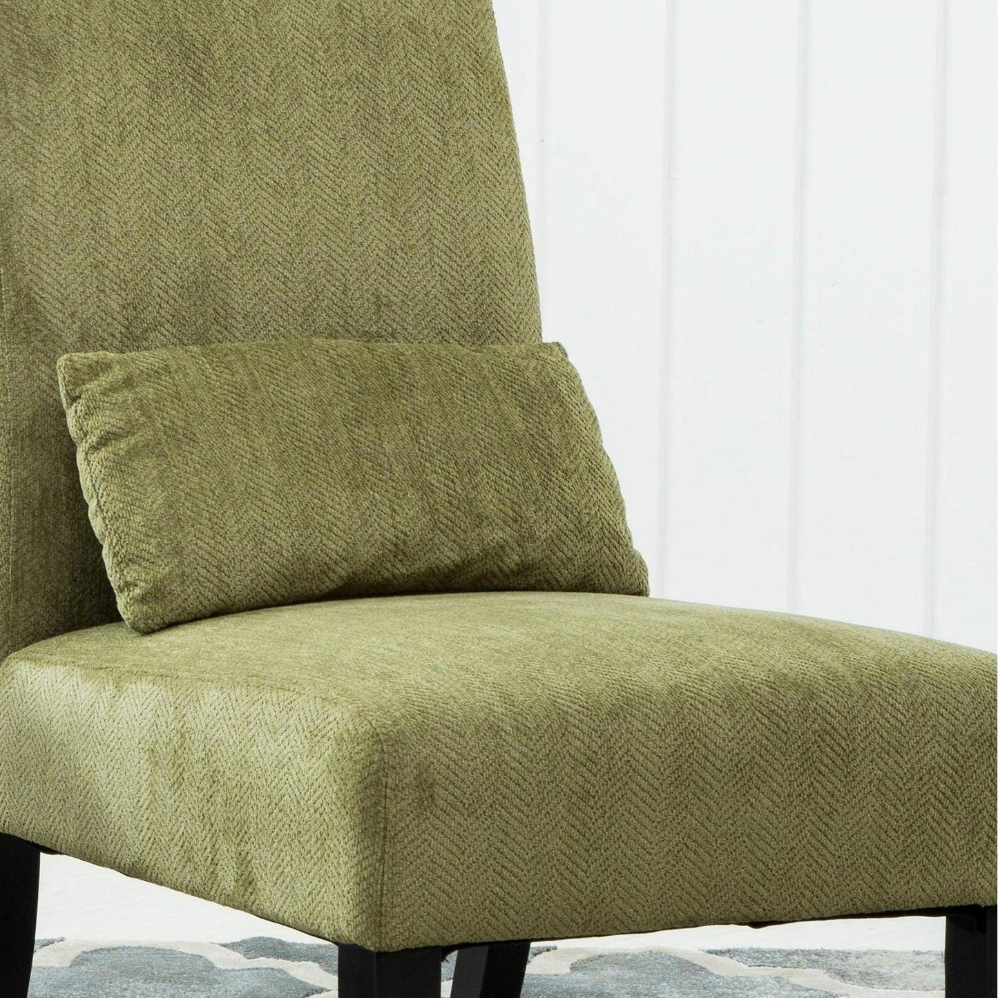 Green Chenille Fabric Accent Chair w/Matching Pillow - Livingroom, Bedroom