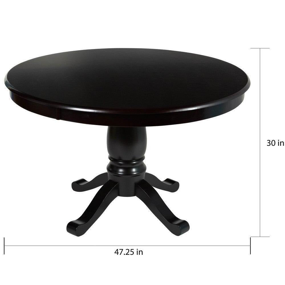 Round Pedestal Dining Table - Classic Yet Contemporary in Black Finish 47in