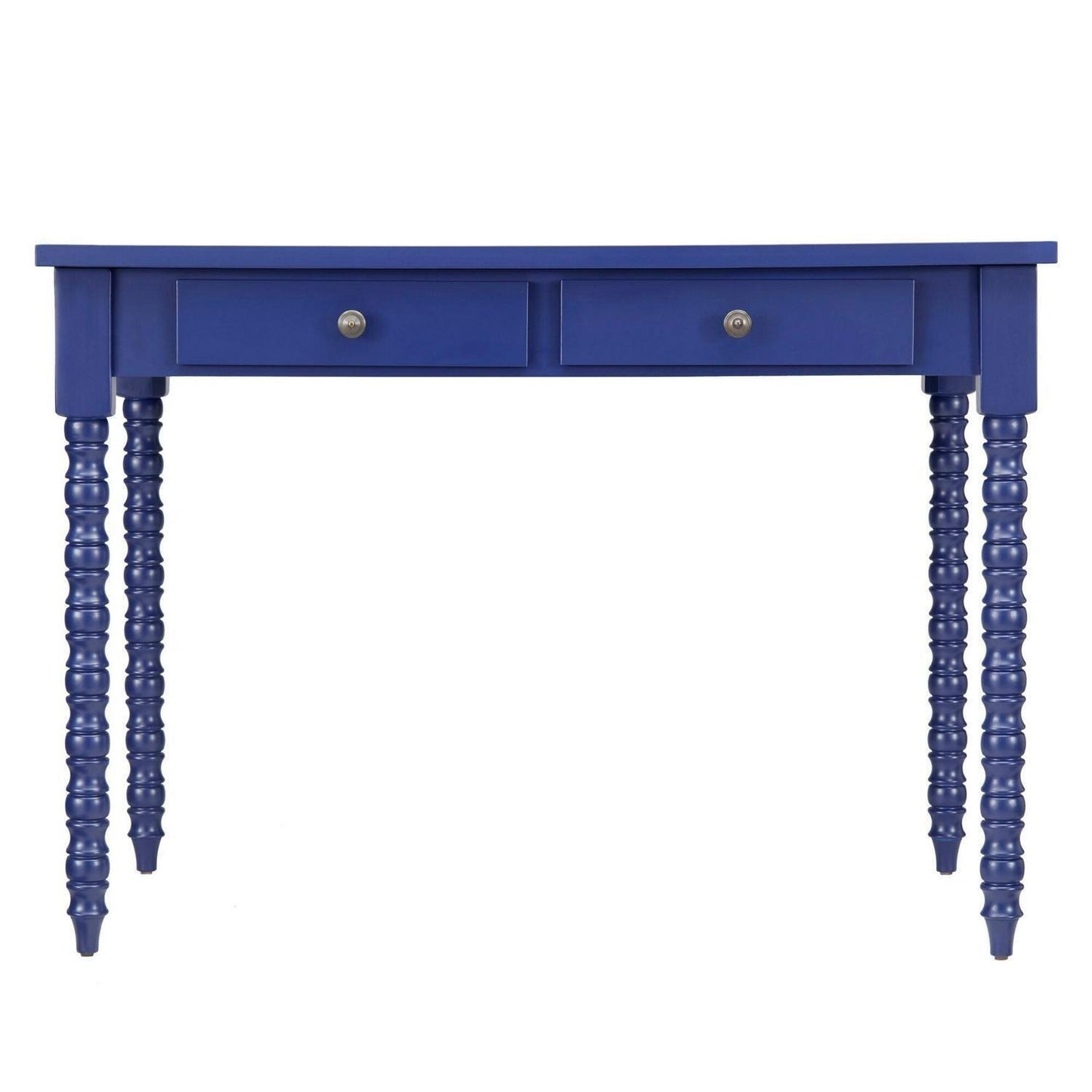 2 Drawer Minimalistic Office Desk Table with Helix Legs in Indigo Blue Finish