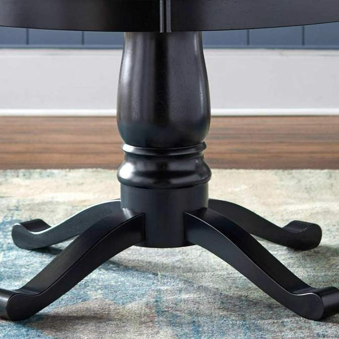 Round Pedestal Dining Table - Classic Yet Contemporary in Black Finish 47in