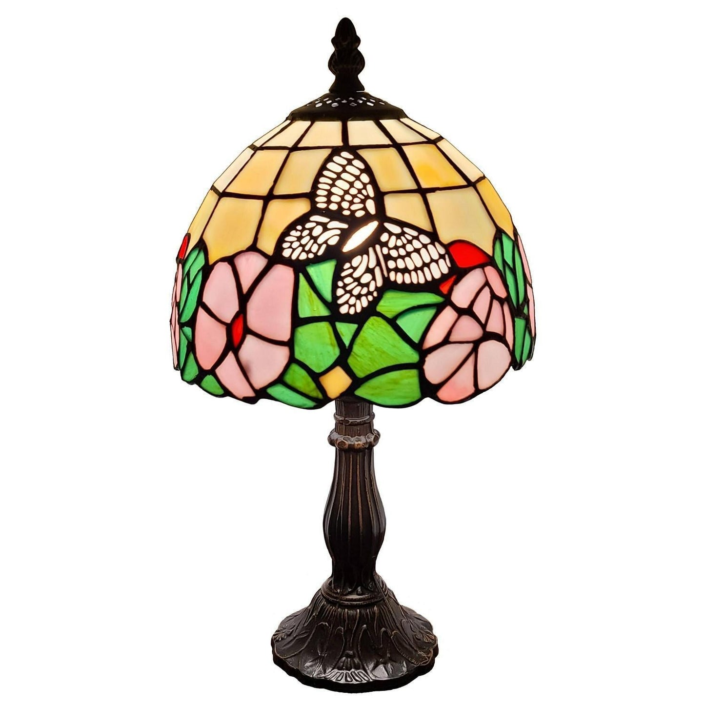 Mini 15-inch Tiffany Style Stained Butterfly Accent Table Lamp Nightstand Desk