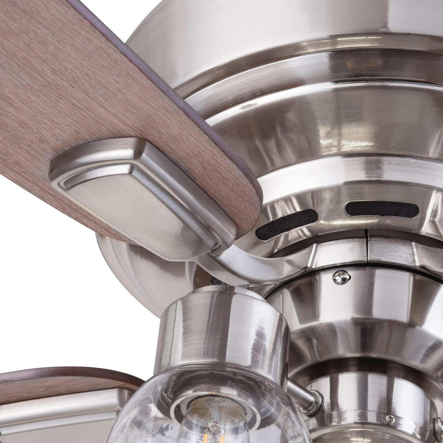 Brushed Nickle 52in 5-Blade Traditional Flush Mount Ceiling Fan Light Pull Chain