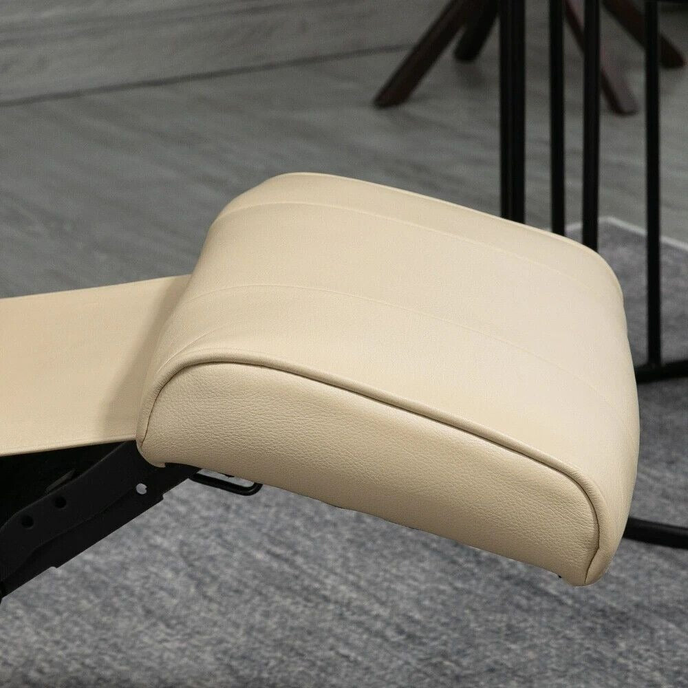 Adjustable Manual Swivel Base Recliner Chair with Extending Footrest in Cream