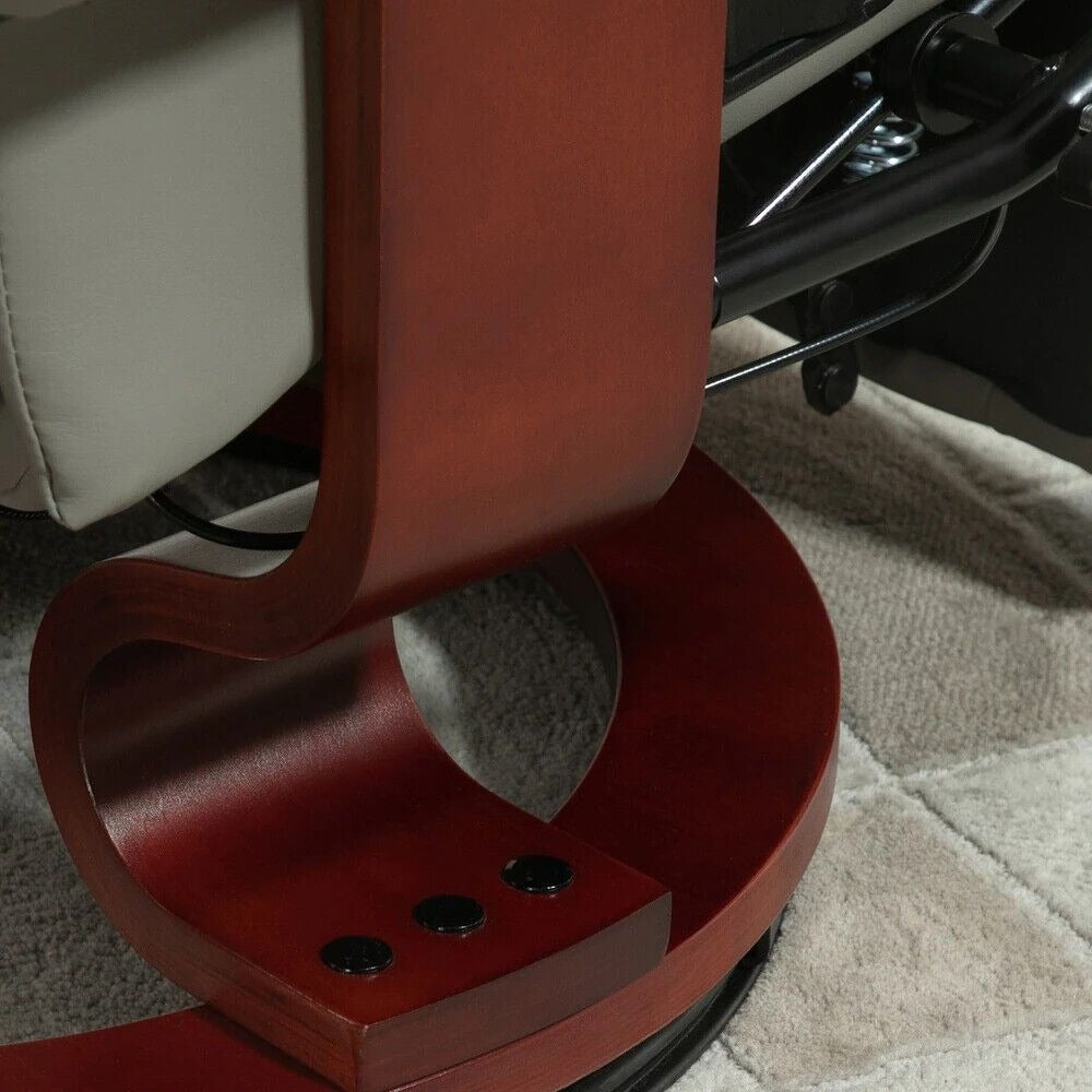 Adjustable Manual Swivel Base Recliner Chair with Extending Footrest in Grey