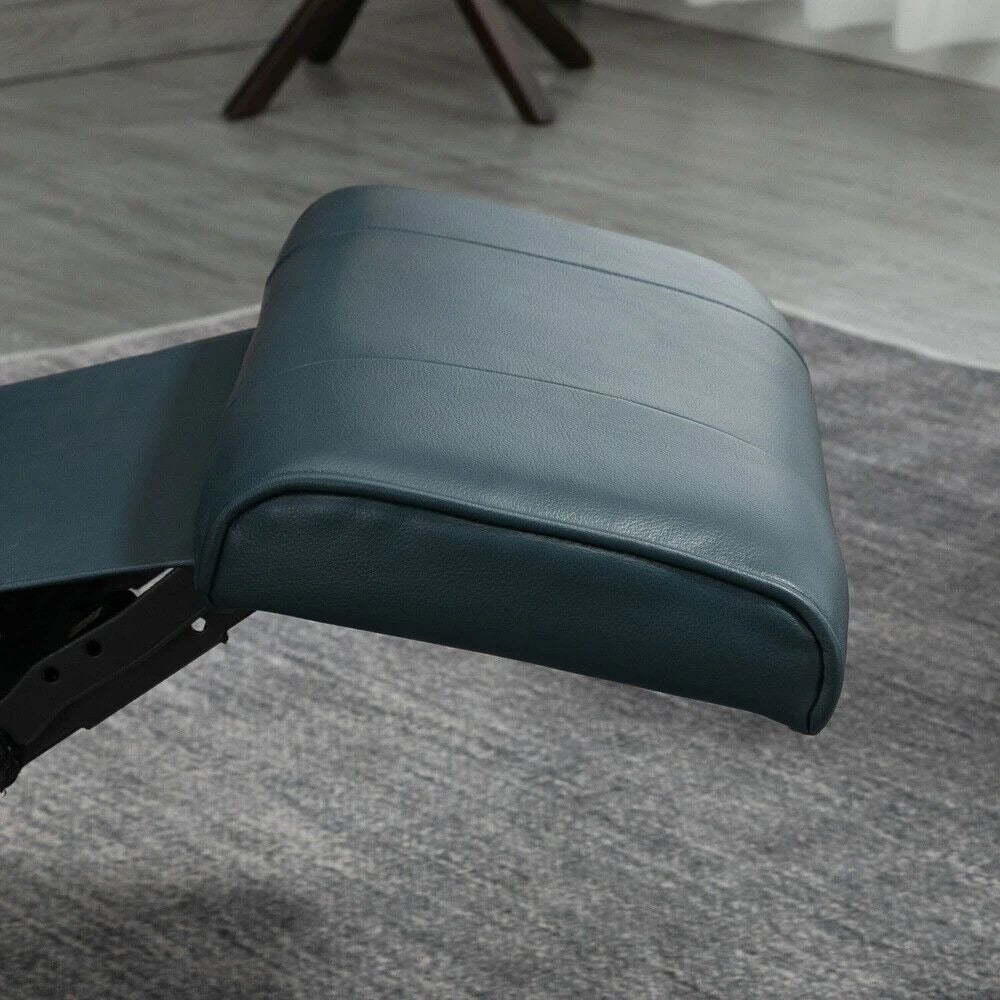 Adjustable Manual Swivel Base Recliner Chair with Extending Footrest in Blue