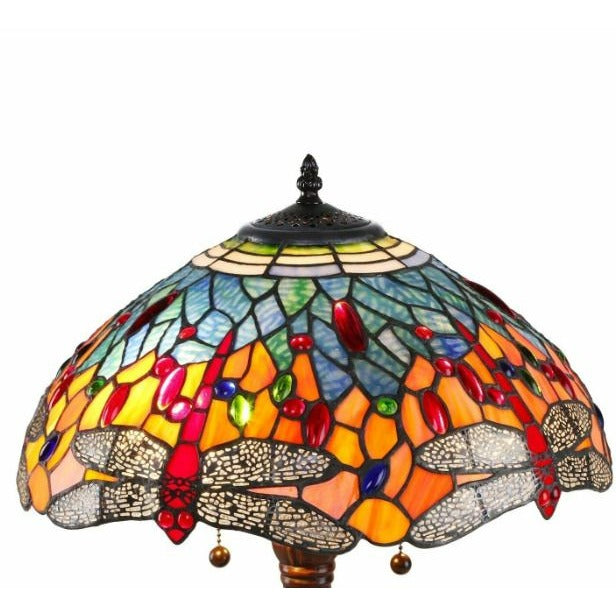 Tiffany Style Table Lamp Stained Glass Vintage Nightstand Desk Office Dragonfly