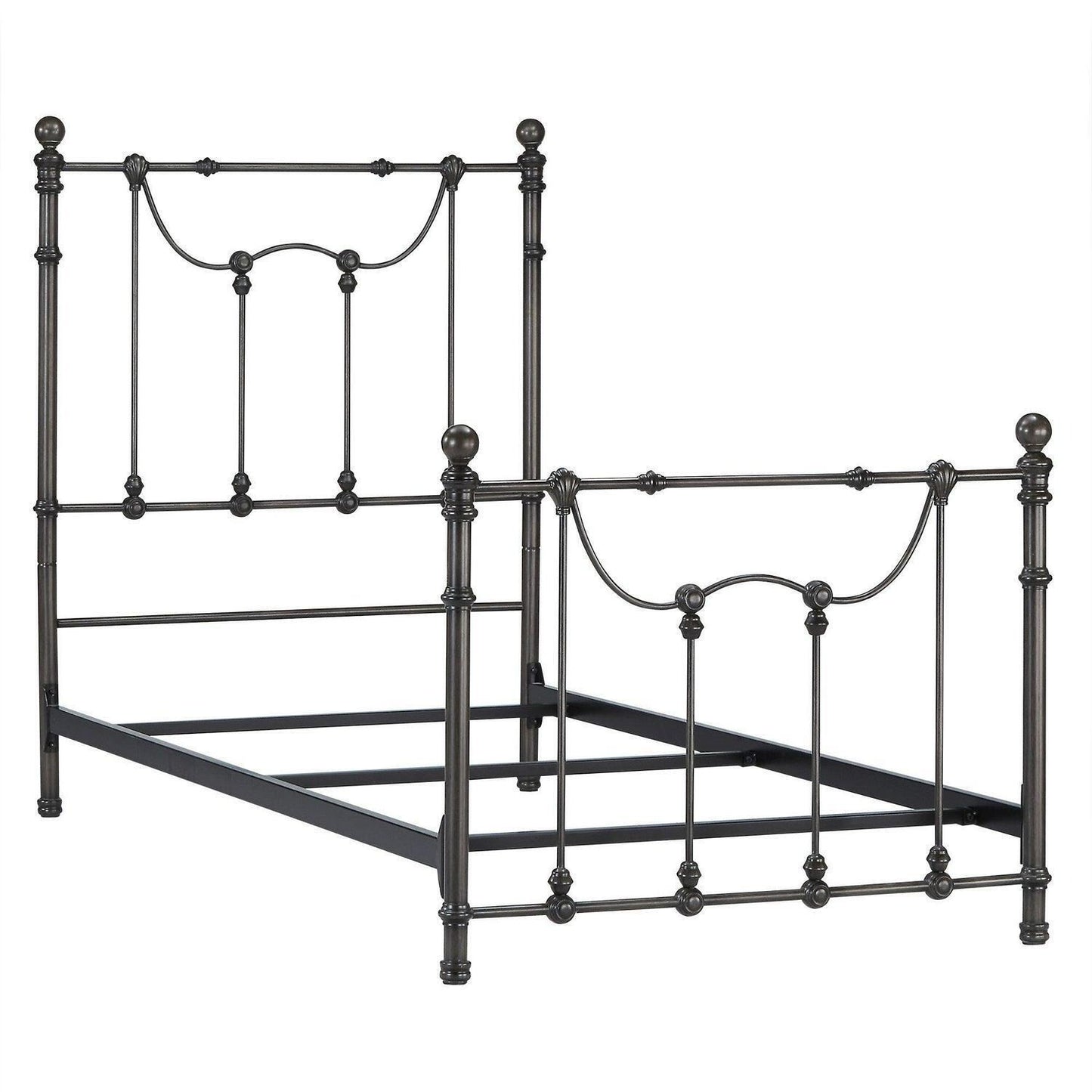 Beautiful Victorian Style Iron Metal Bed in Antique Dark Bronze Finish - TWIN