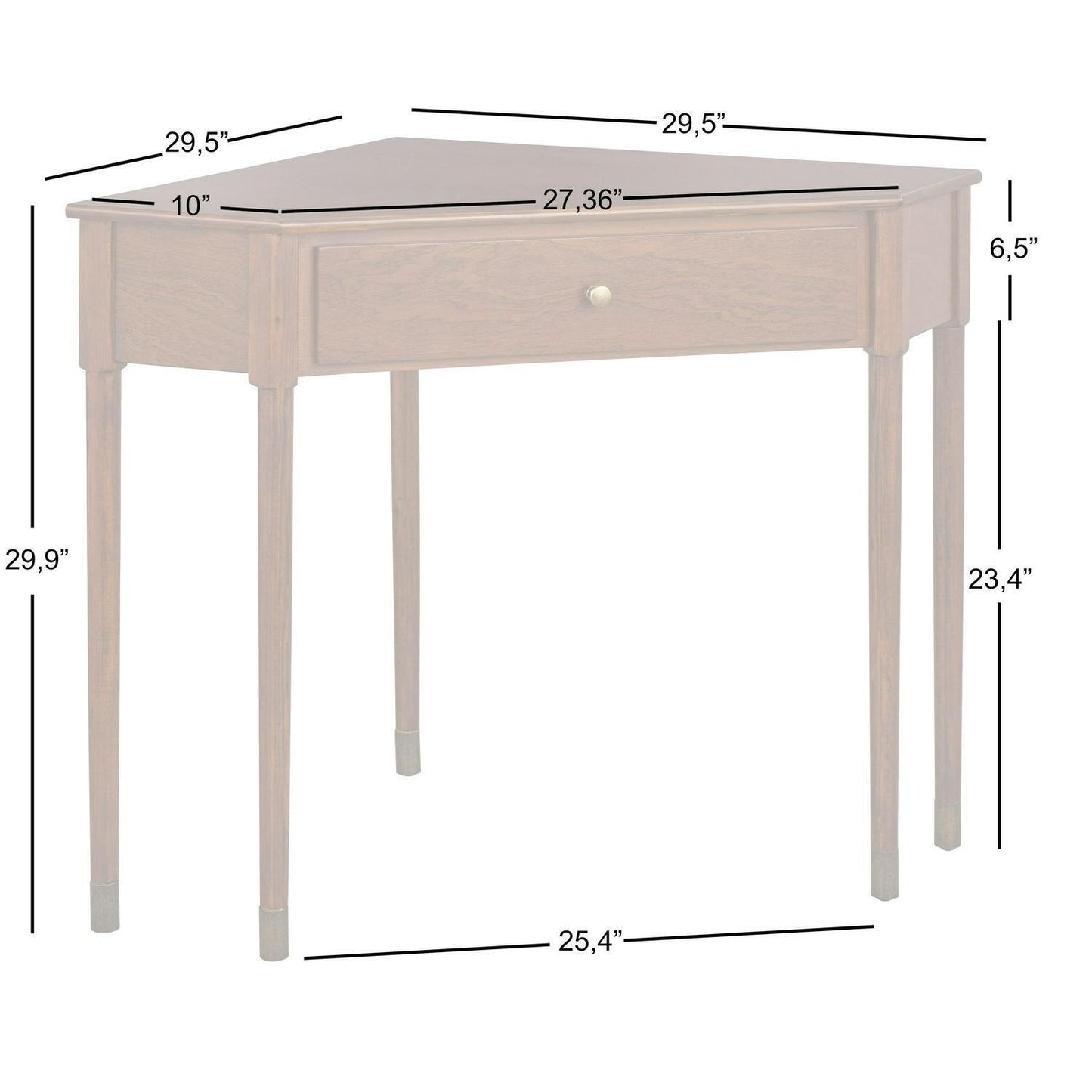 Corner Desk - Mid-Century Style Reading Writing Study in Walnut Finish