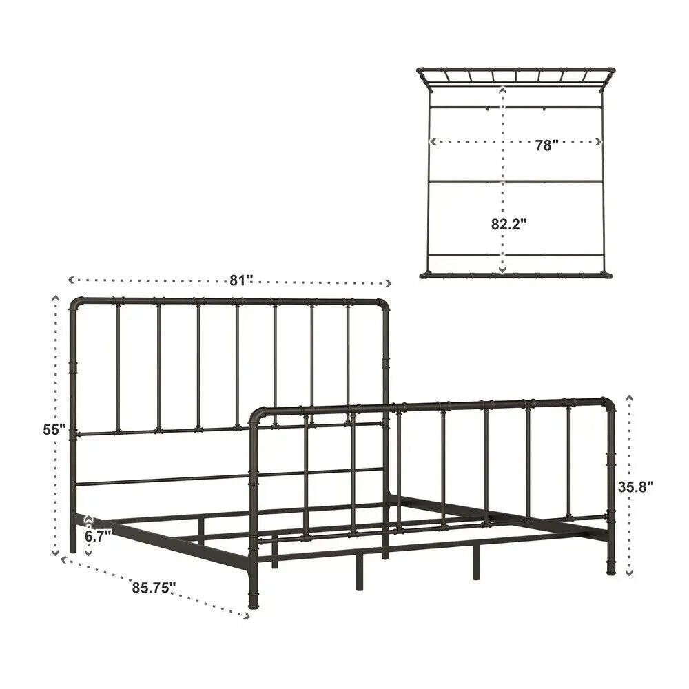 Steampunk Chic: Industrial Lines Iron Metal Bed for a Vintage Revival - Full Sz