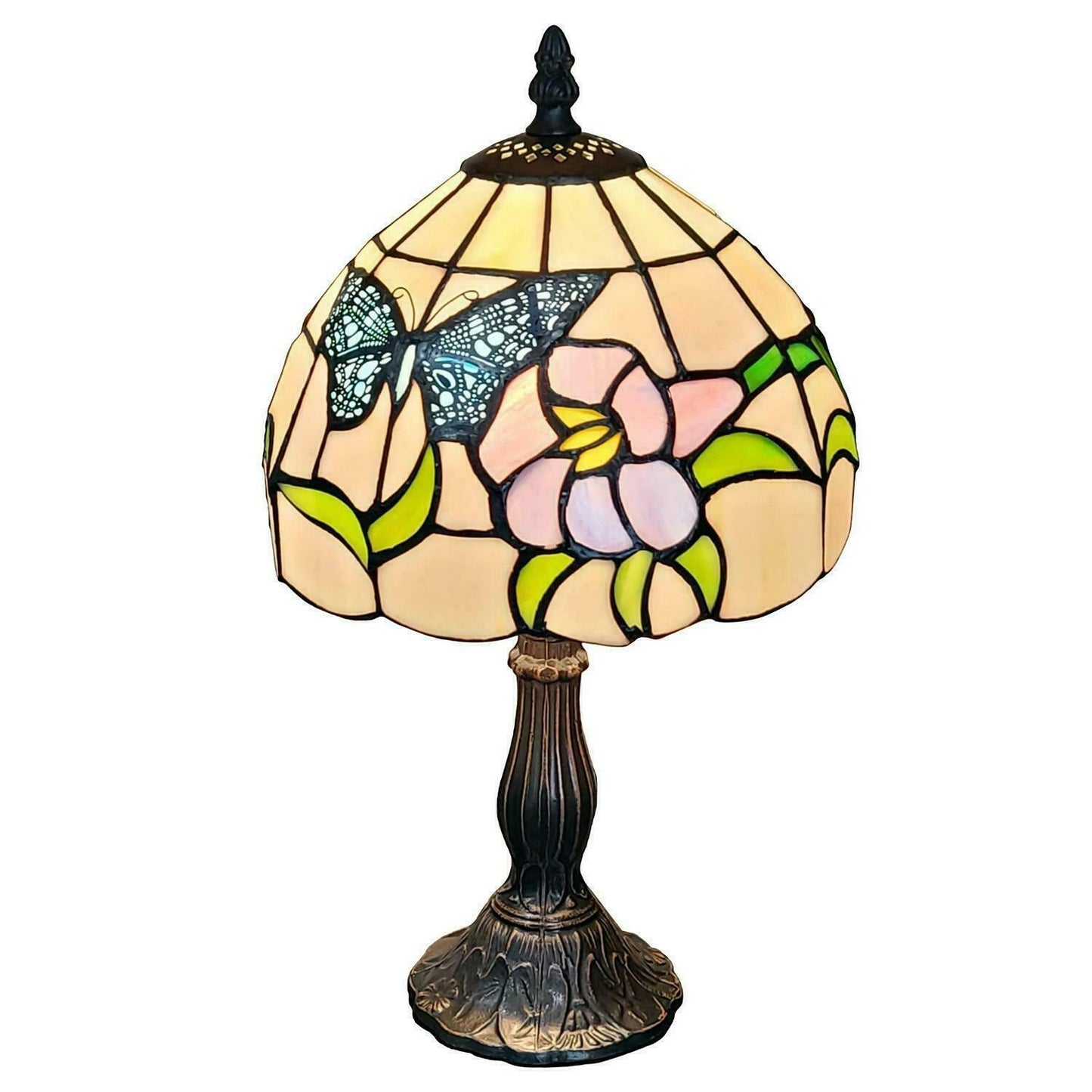 15Inch Butterfly Theme Stained Glass Accent Reading Table Lamp in Tiffany Style