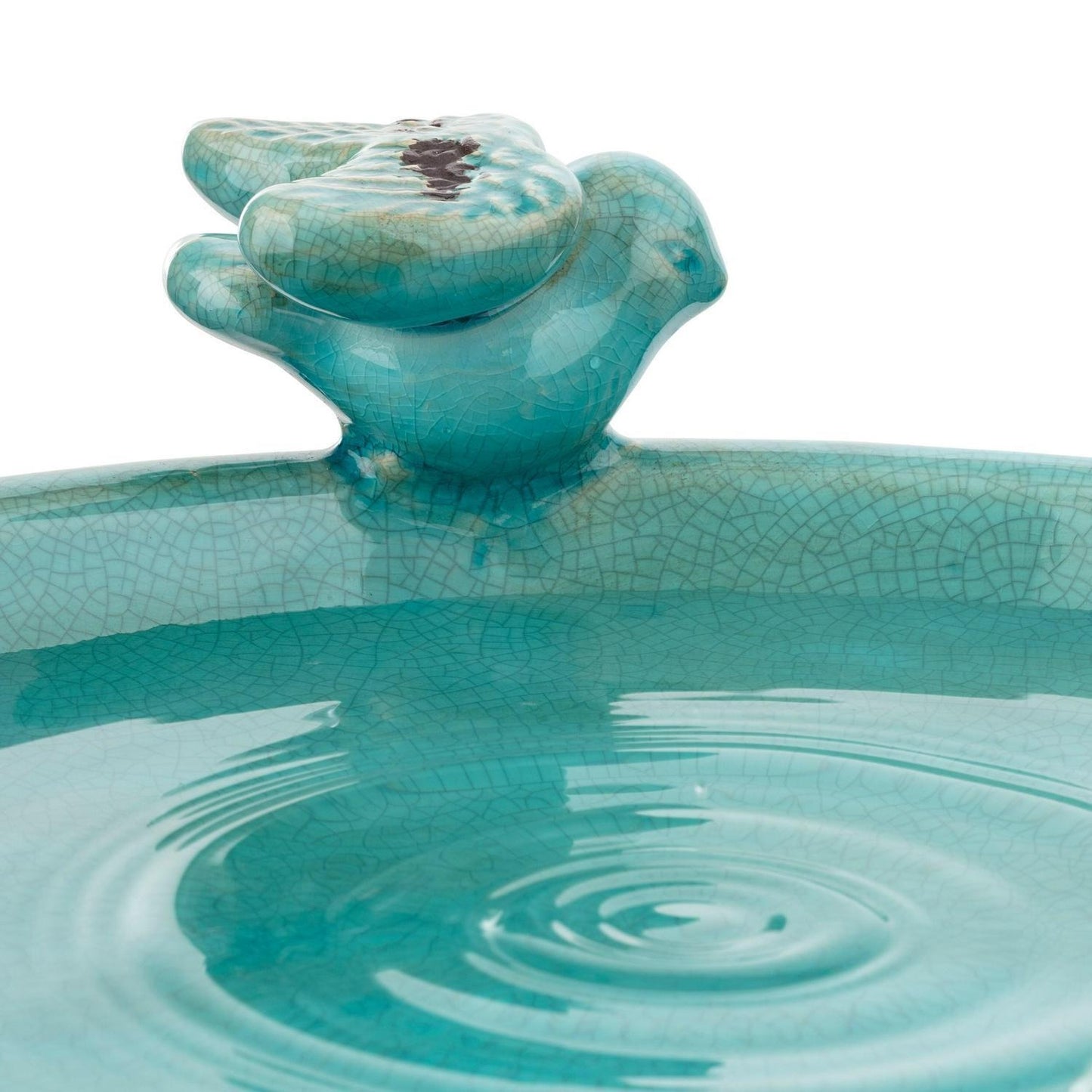 Vintage Turquoise Ceramic Pedestal Birdbath Vintage Yard Art Garden Decor 25in