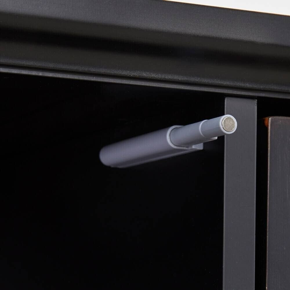 Mirrored Buffet Console Cabinet Storage Center Black Distressed Finished