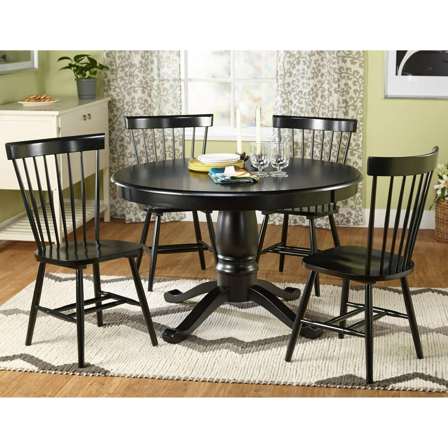 Round Pedestal Dining Table - Classic Yet Contemporary in Black Finish 47in