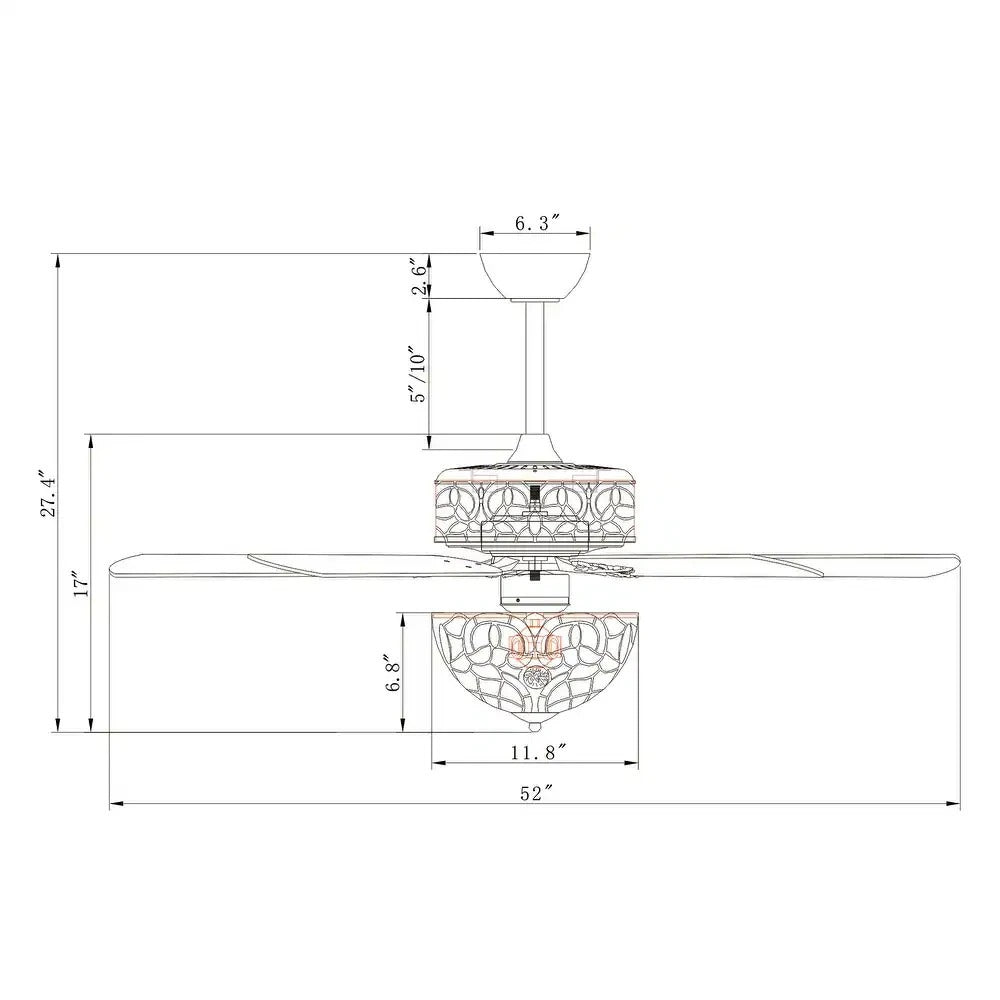 Ceiling Fan Tiffany Style Two Tiered Lighted Tones of Copper and White - Remote