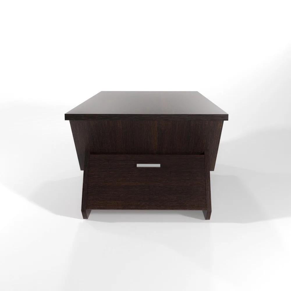 Modern Coffee Table Geometric Design In Espresso Finish With Storage 42inL