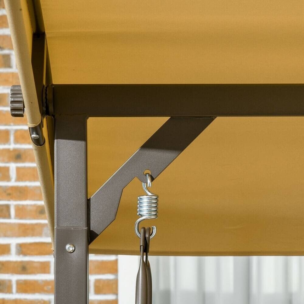 Patio Porch Swing Chair, Throw Pillows, Adjustable Canopy, Powder Coat in Khaki