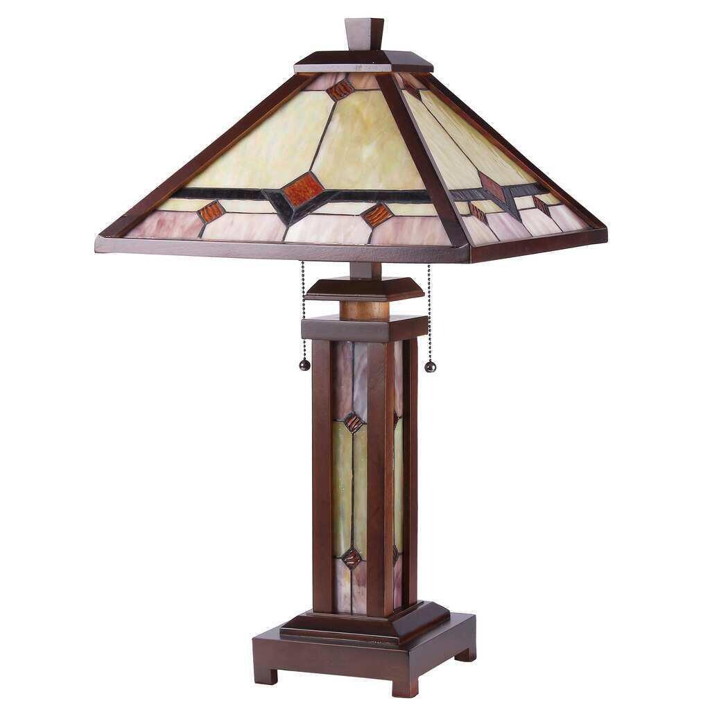 25in Mission Design Tiffany Style Stained Glass Accent Table Lamp
