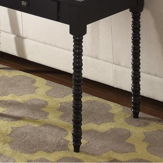 Black Finish Minimalistic Office Desk Table 2 Drawer with Helix Legs