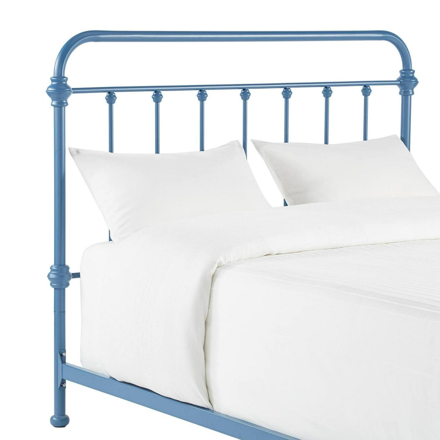 FULL Size Iron Bed Classic Country Style in Cool Blue Steel Finish