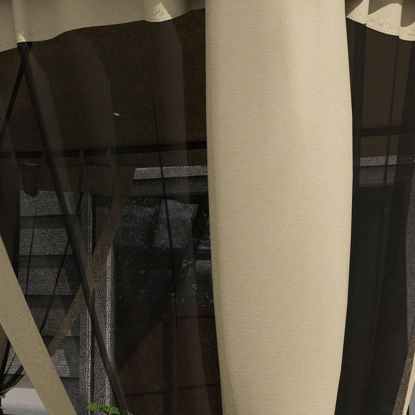 Taupe Patio Gazebo Tier Canopy, Mesh Walls & Powder-Coated Frame 9.6x11.6