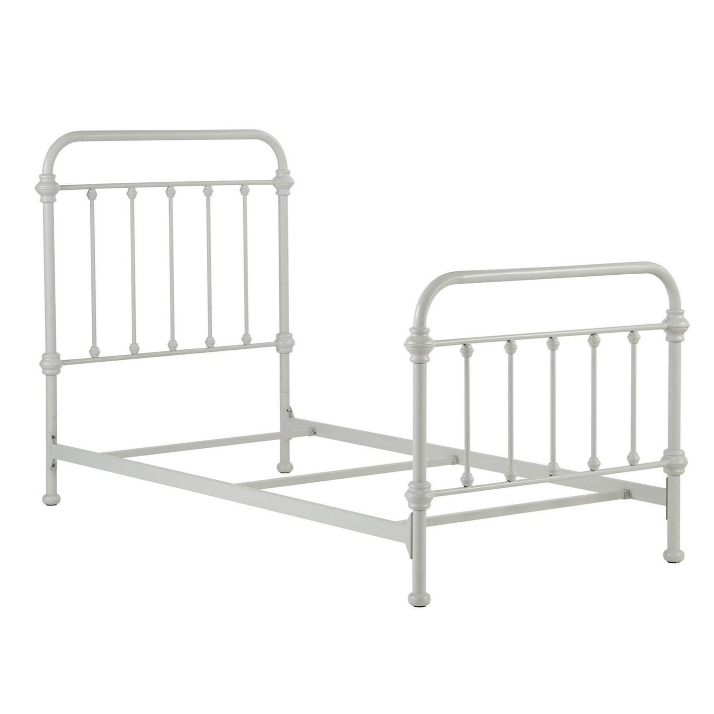 Classic TWIN Size Metal Bed Traditional Country Style Glossy White