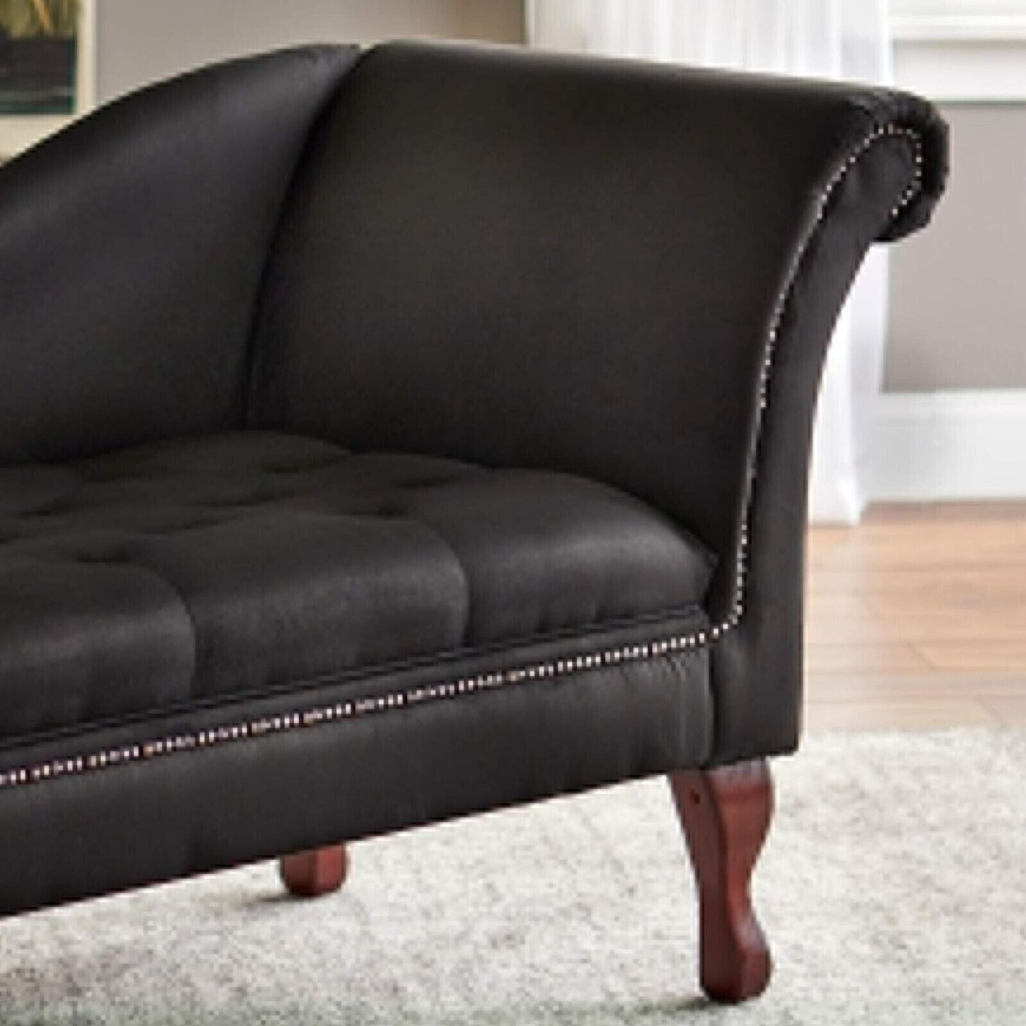 Black Finish Storage Chaise Lounge Sofa Chair w/ Hidden Storage
