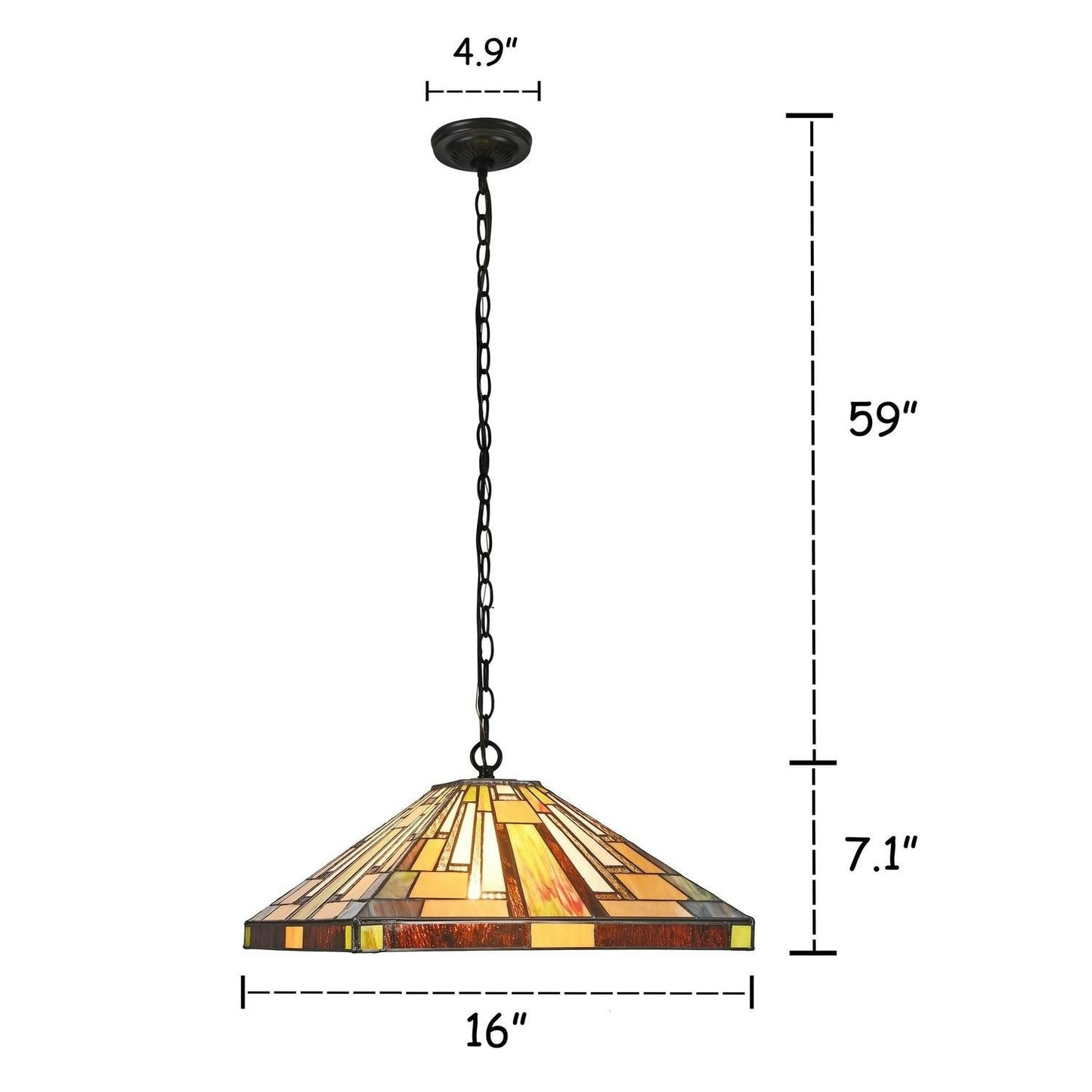 Bronze Finish Hanging Tiffany Style Stained Glass 2-Light Pendant Ceiling Light