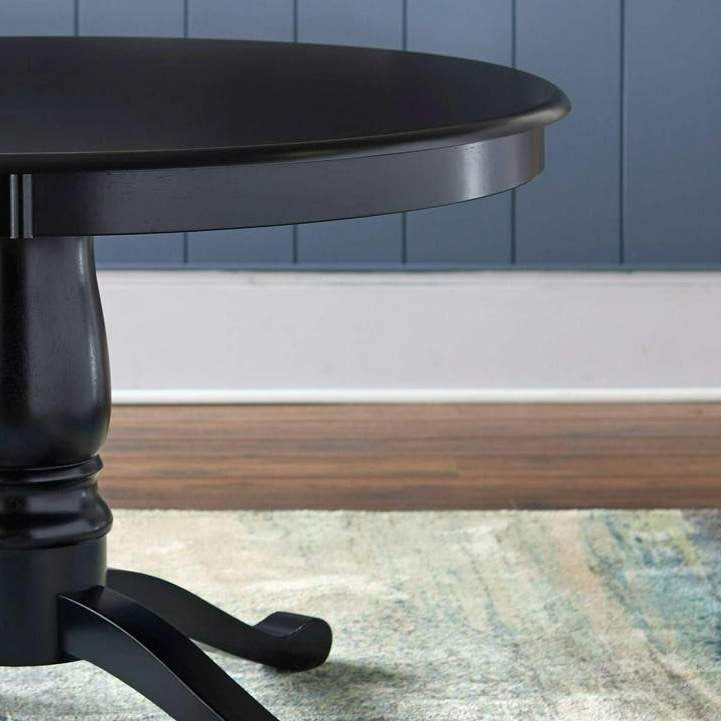 Round Pedestal Dining Table - Classic Yet Contemporary in Black Finish 47in