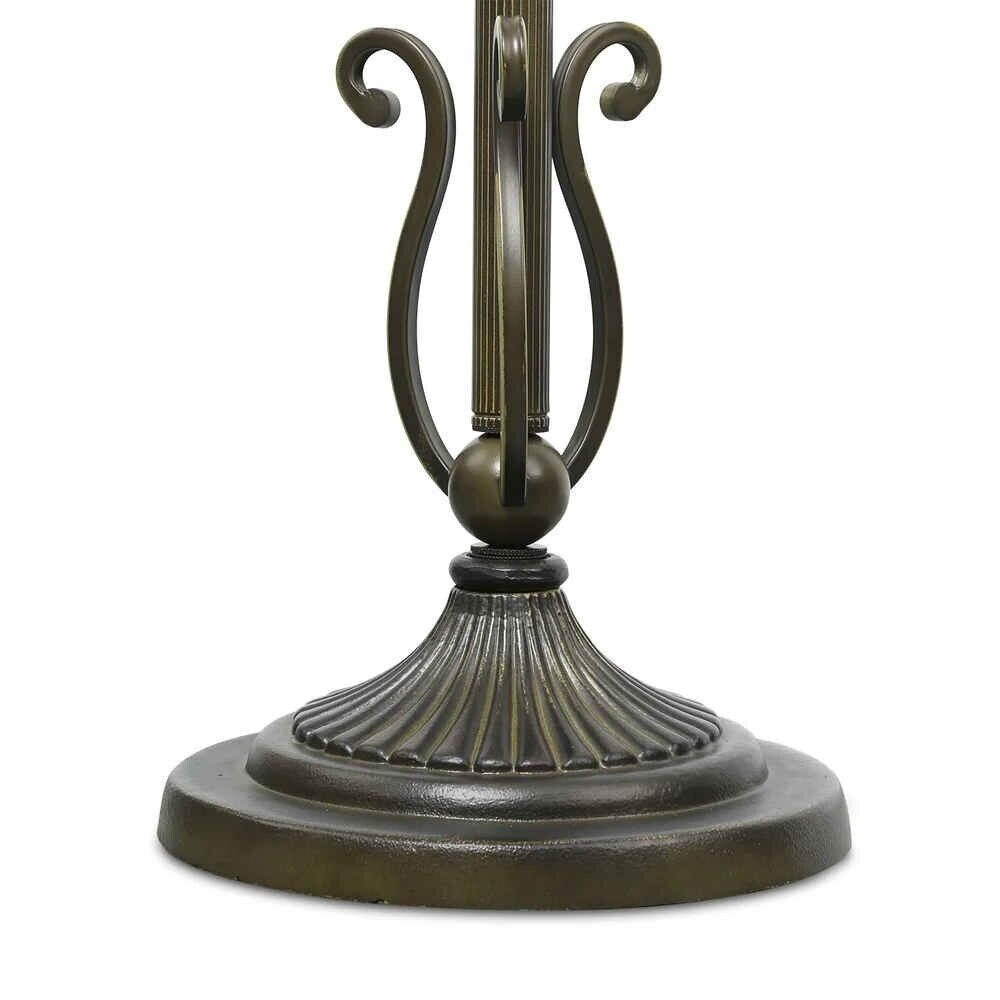 Elegant Tiffany Style Stained Glass Floor Lamp with Bronze Base and Pull Chains