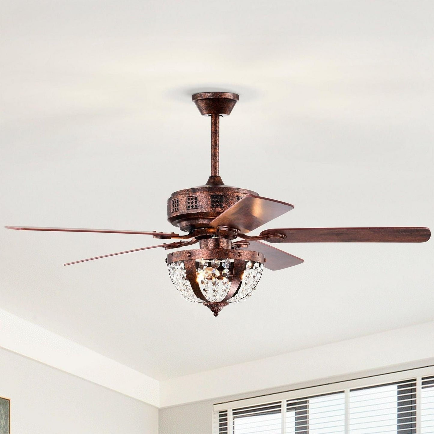 Vintage Industrial Style Antique Copper Finish Ceiling Fan Light with Remote
