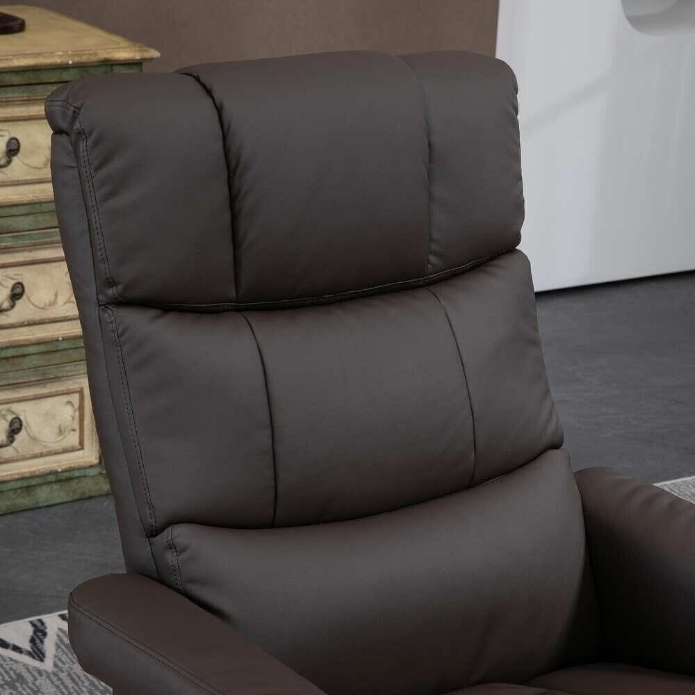 Reclining Lounge Chair Swivel Recliner Sofa Seat w/Massage and Ottoman in Brown