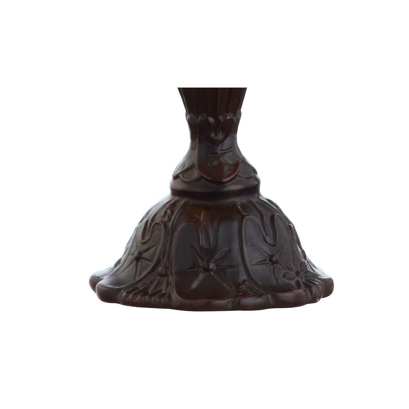 12in Bronze Finish Mini LED Yellow Tiffany Style Stained Glass Table Accent Lamp