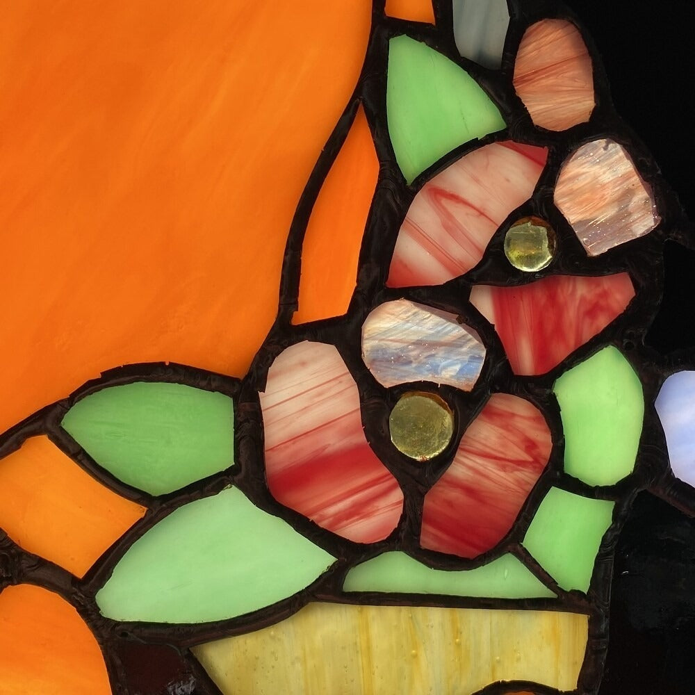 My 2 Kitties Kitty Cat - Hanging Stained Glass Window Panel Suncatcher 11x12in