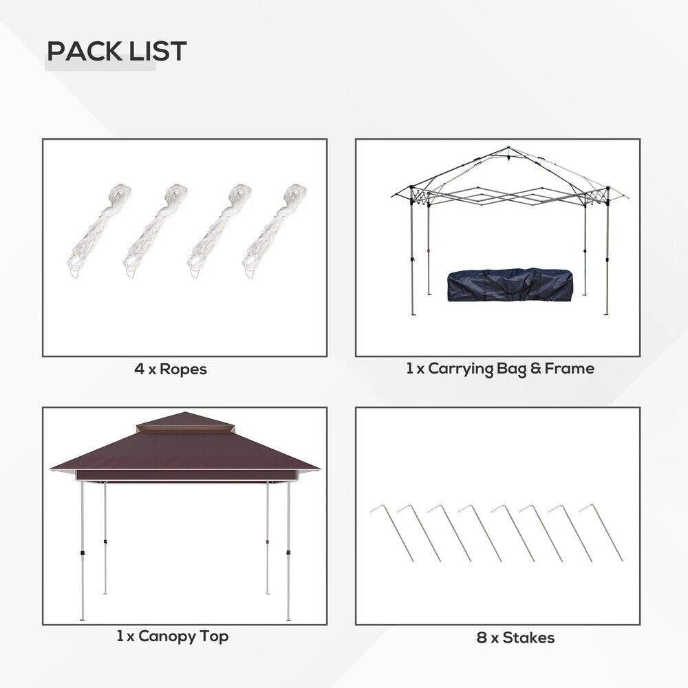 12x12ft Pop-Up Adjustable Canopy Gazebo with Netting, Vented Top Carry Bag Brown