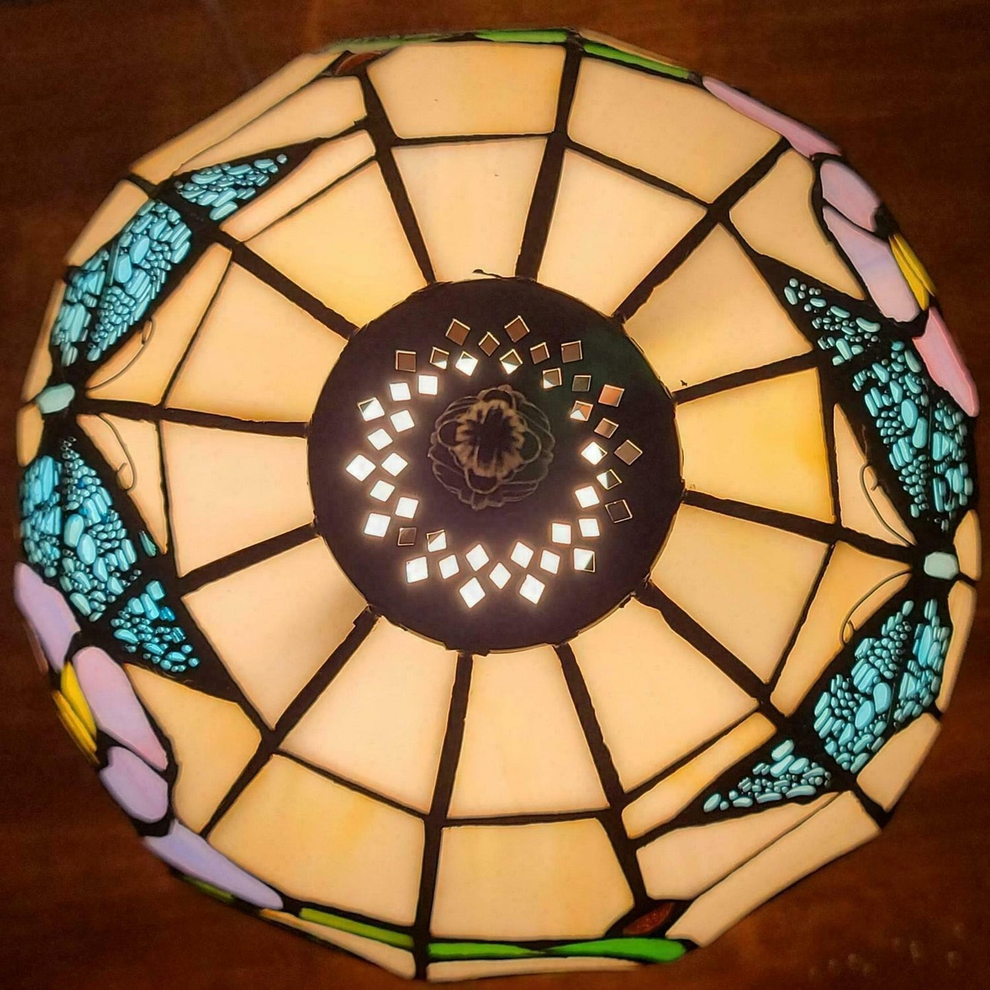 15Inch Butterfly Theme Stained Glass Accent Reading Table Lamp in Tiffany Style