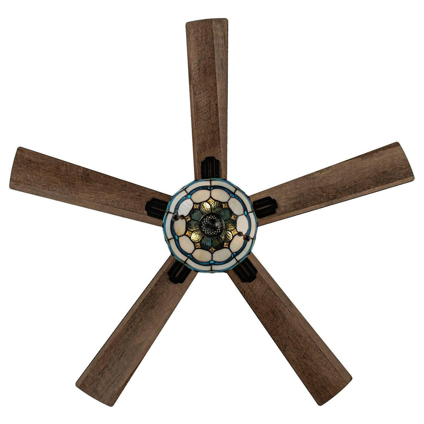 Ceiling Fan Multicolored Oil-Rubbed Bronze and Stained Glass 3-Light 52-Inch