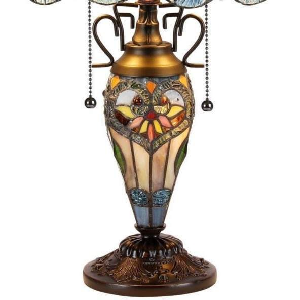 Tiffany Style Dark Bronze Finish Victorian Design Stained Glass Table Lamp