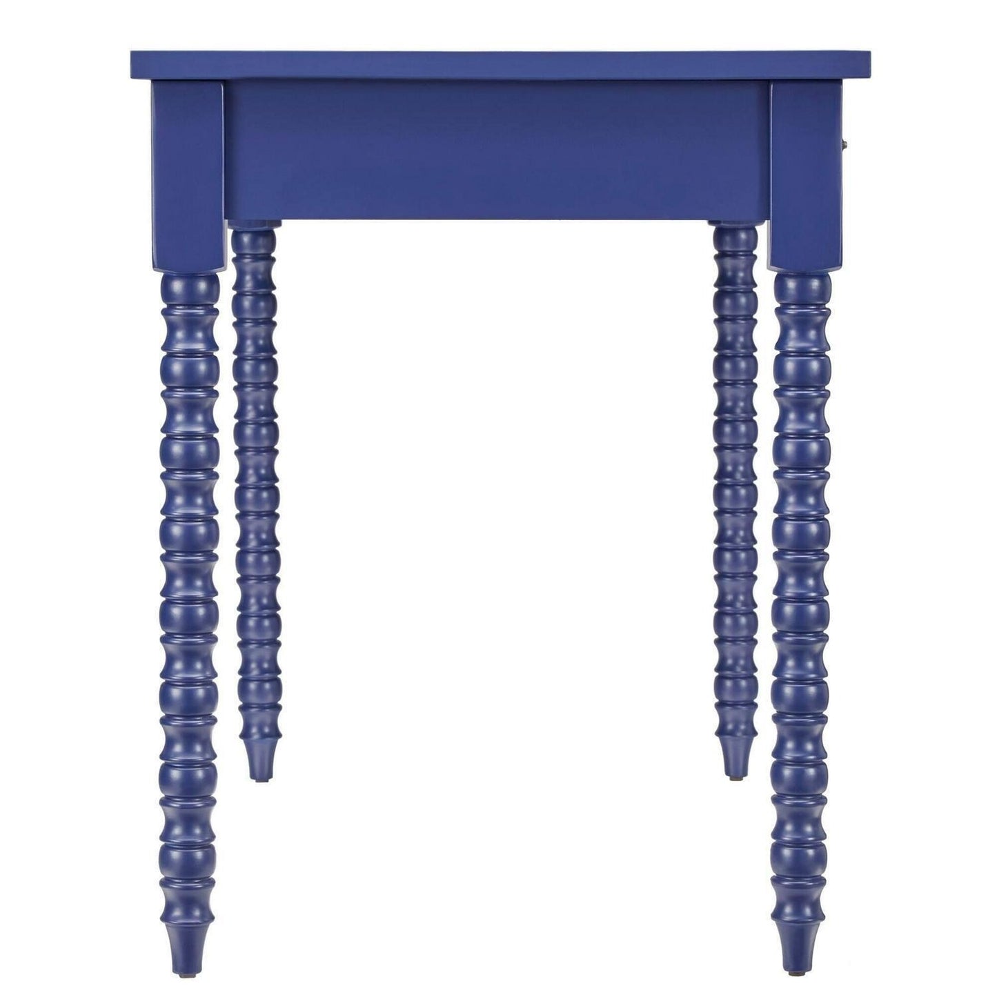 2 Drawer Minimalistic Office Desk Table with Helix Legs in Indigo Blue Finish