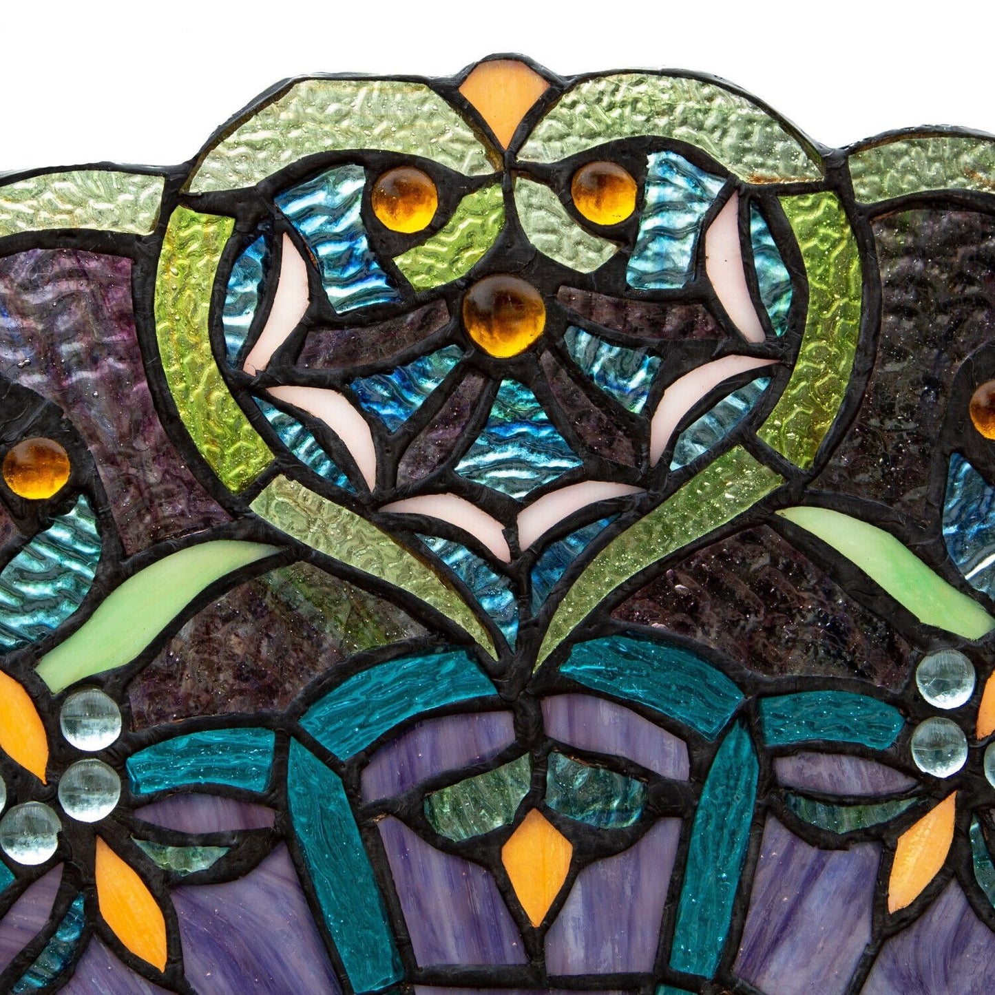 Window Panel Suncatcher Blue Stained Glass Tiffany Style 22in Diameter