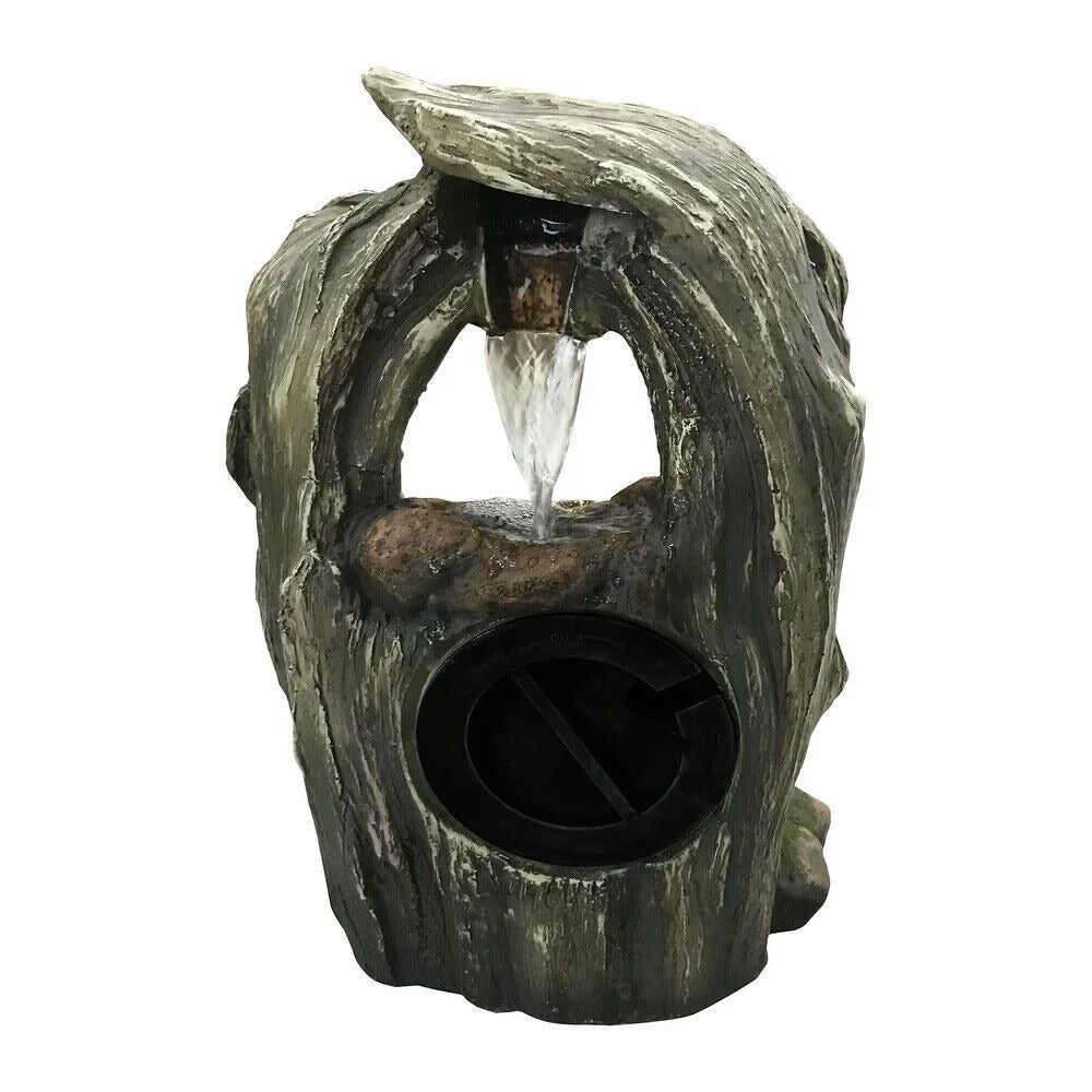 Enchanting: 13.75in Treetrunk Tabletop Fountain Cascading Water LED Lit
