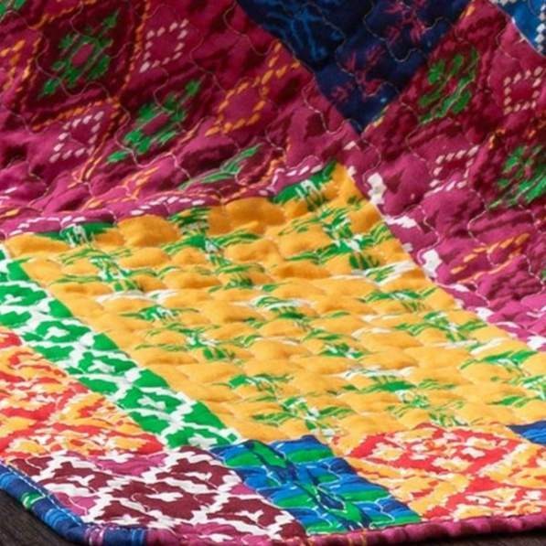 Colorful 3-Pc Quilt Comforter Set,2 Shams, Cotton w Polyester Fill - King