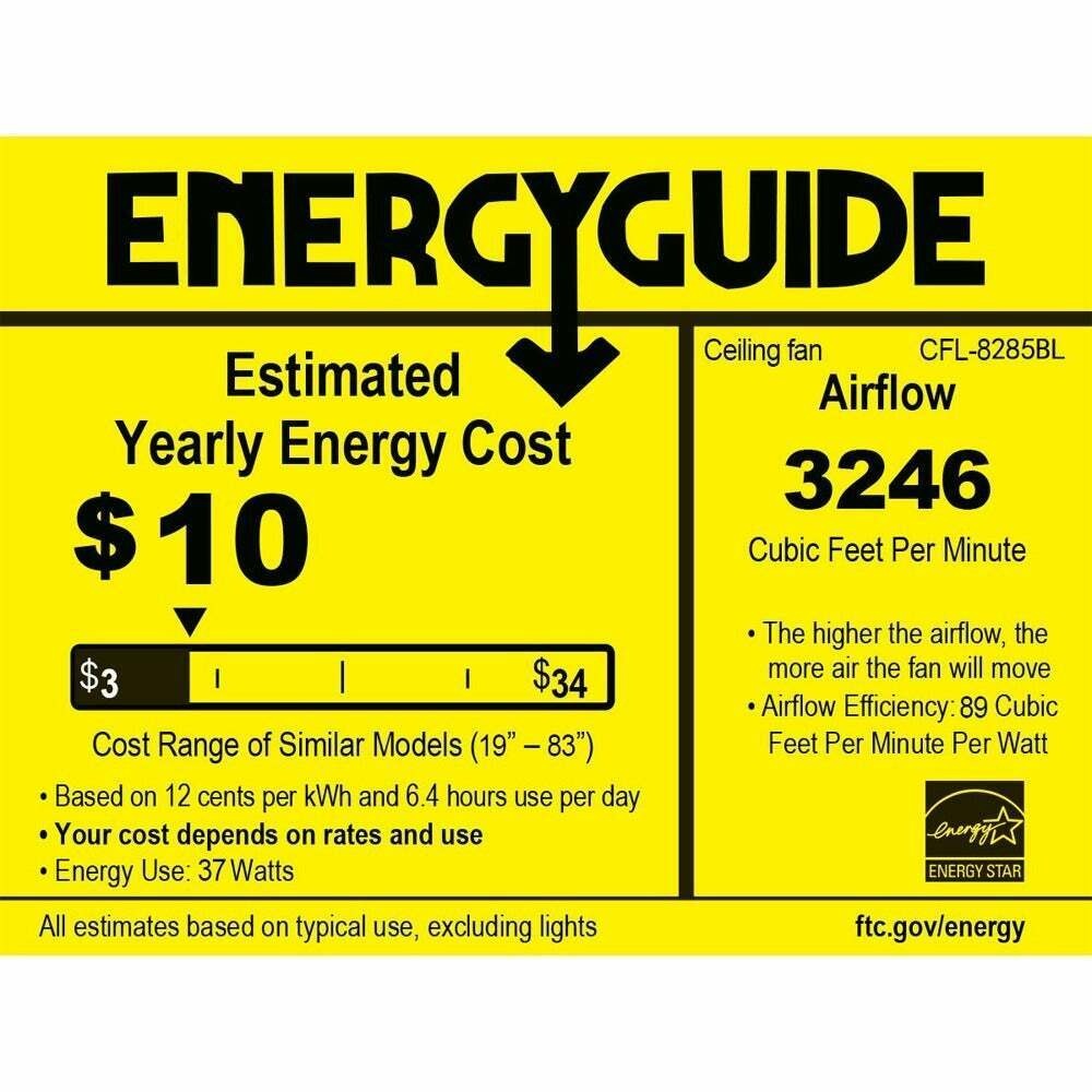 Baroque Stained Glass Tiffany Style 6-Light 5-Blade 52-In Black Ceiling Fan