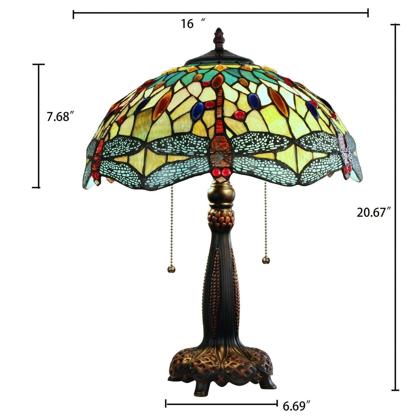 Tiffany Style Stained Glass Yellow Dragonfly Table Lamp Accent Lamp 20in
