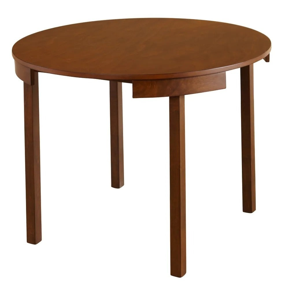 Compact Dining Set Round Walnut Fin Kitchen Small Space Saving Table Wood 5 Pc