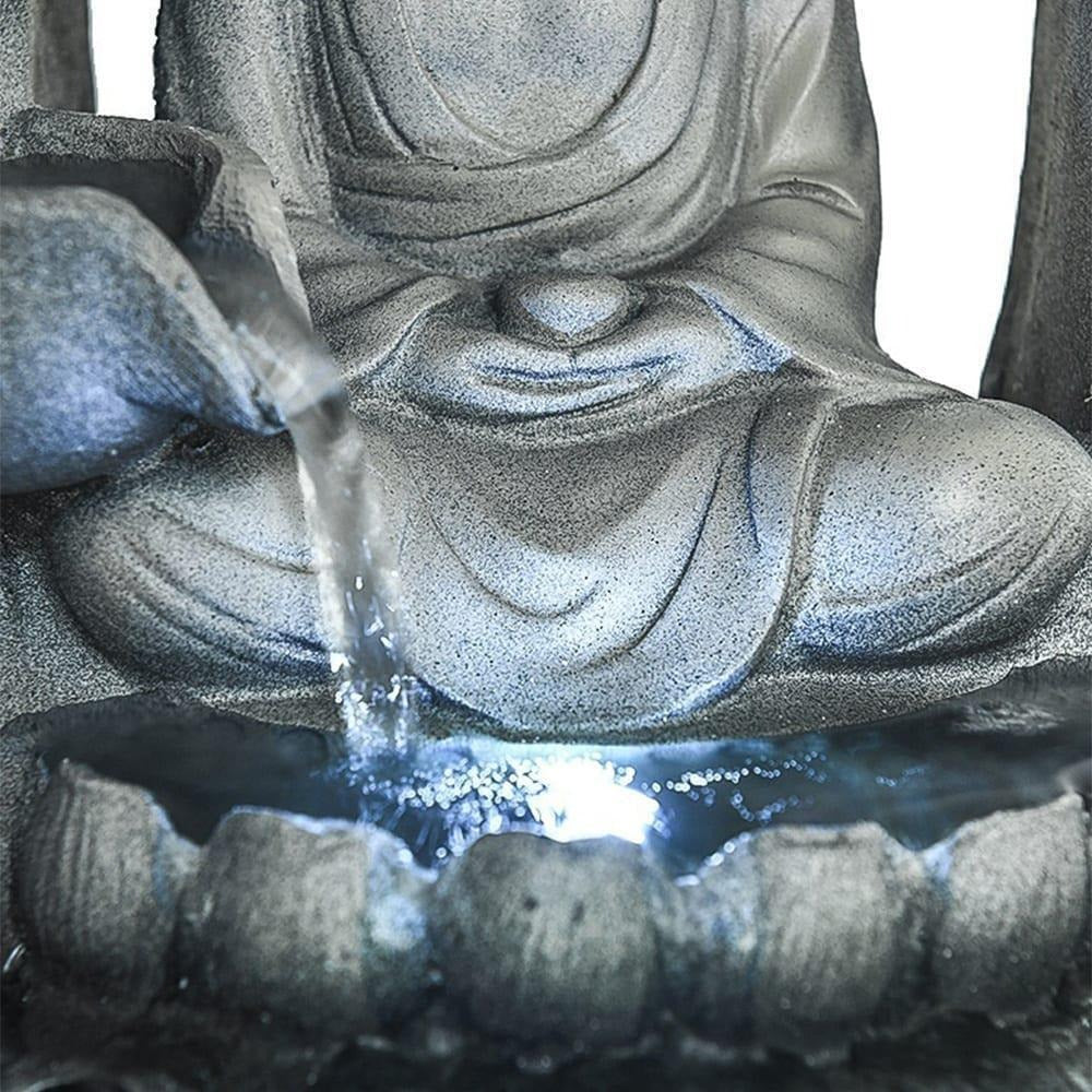 Table Buddha Fountain: Zen Meditation Waterfall for Relaxed Mindful Living 11in