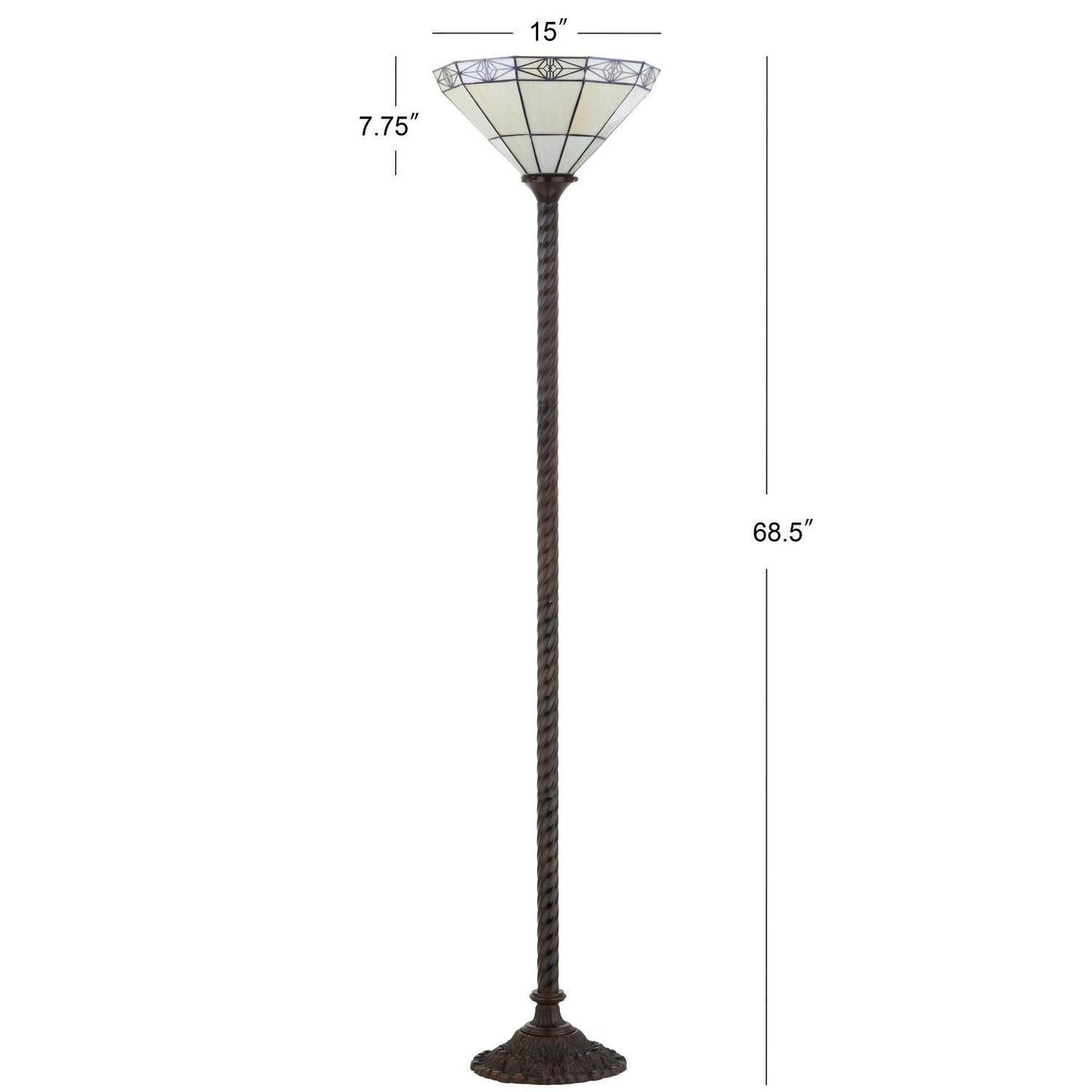Elegant White Glass Tiffany Style Torchiere Floor Lamp
