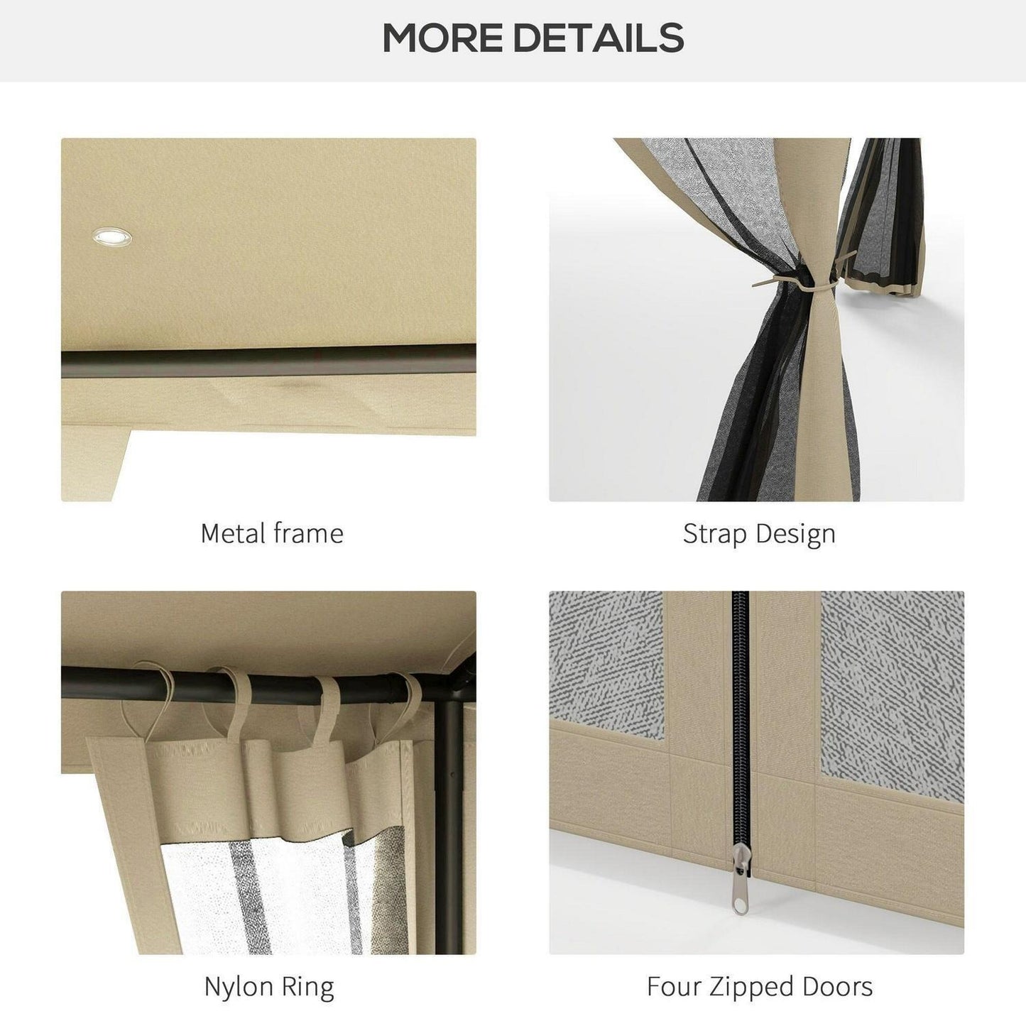 Taupe Patio Gazebo Tier Canopy, Mesh Walls & Powder-Coated Frame 9.6x11.6