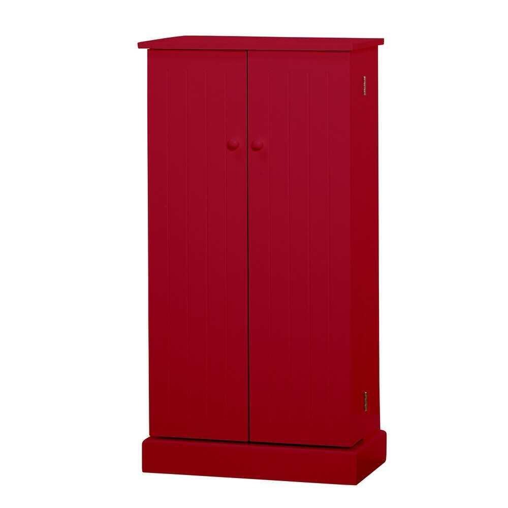 Red Finish Country Style Utility Kitchen Pantry Storage Cabinet 3.4ft Tall