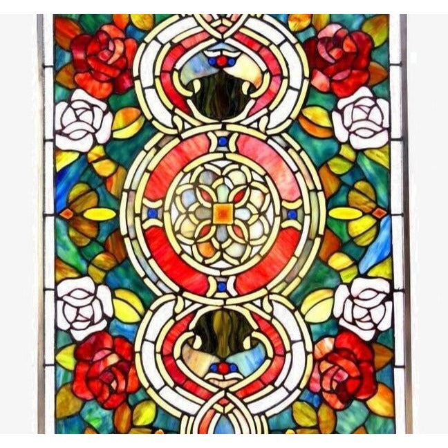 Colorful Tiffany Style Stained Glass Window Panel Suncatcher 20x32in